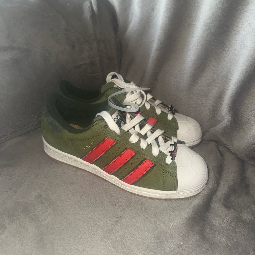 Adidas Olive and Scarlet Sneakers
